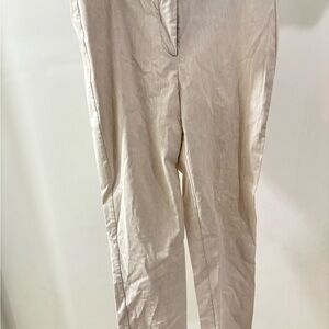 Carolina Belle Beige Linen Dress Pants Straight Leg Flat Front Zip Women's 6